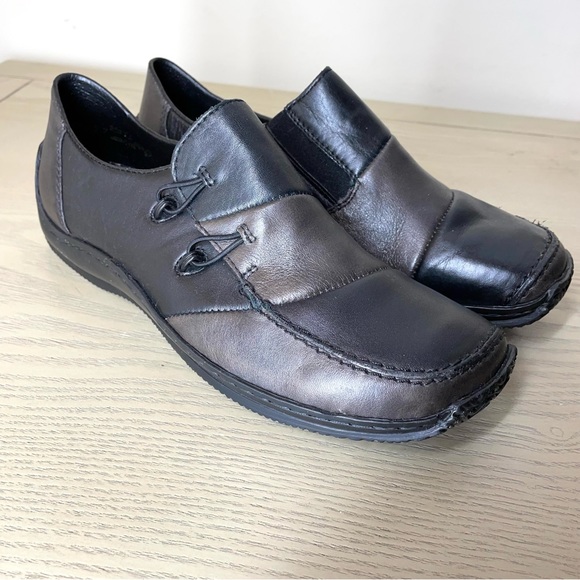 Reiker Antistress Leather Slip-On Loafers Two Tone Brown Black size 6 (37) - Picture 2 of 12